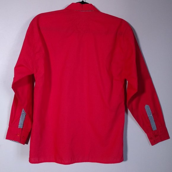 Franco De Mundo red button up shirt long sleeve fits size S - Picture 4 of 6